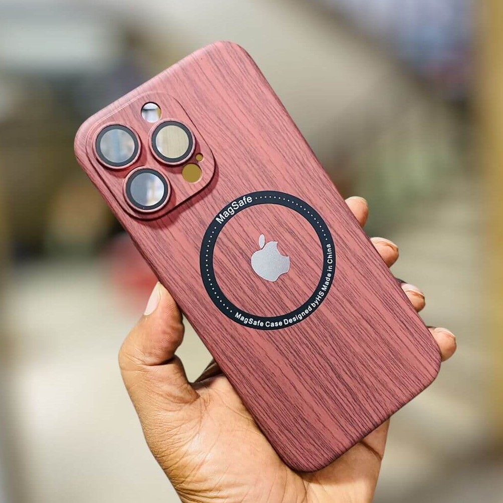 Wooden Color Magsafe Case with Lens Protection for iPhone